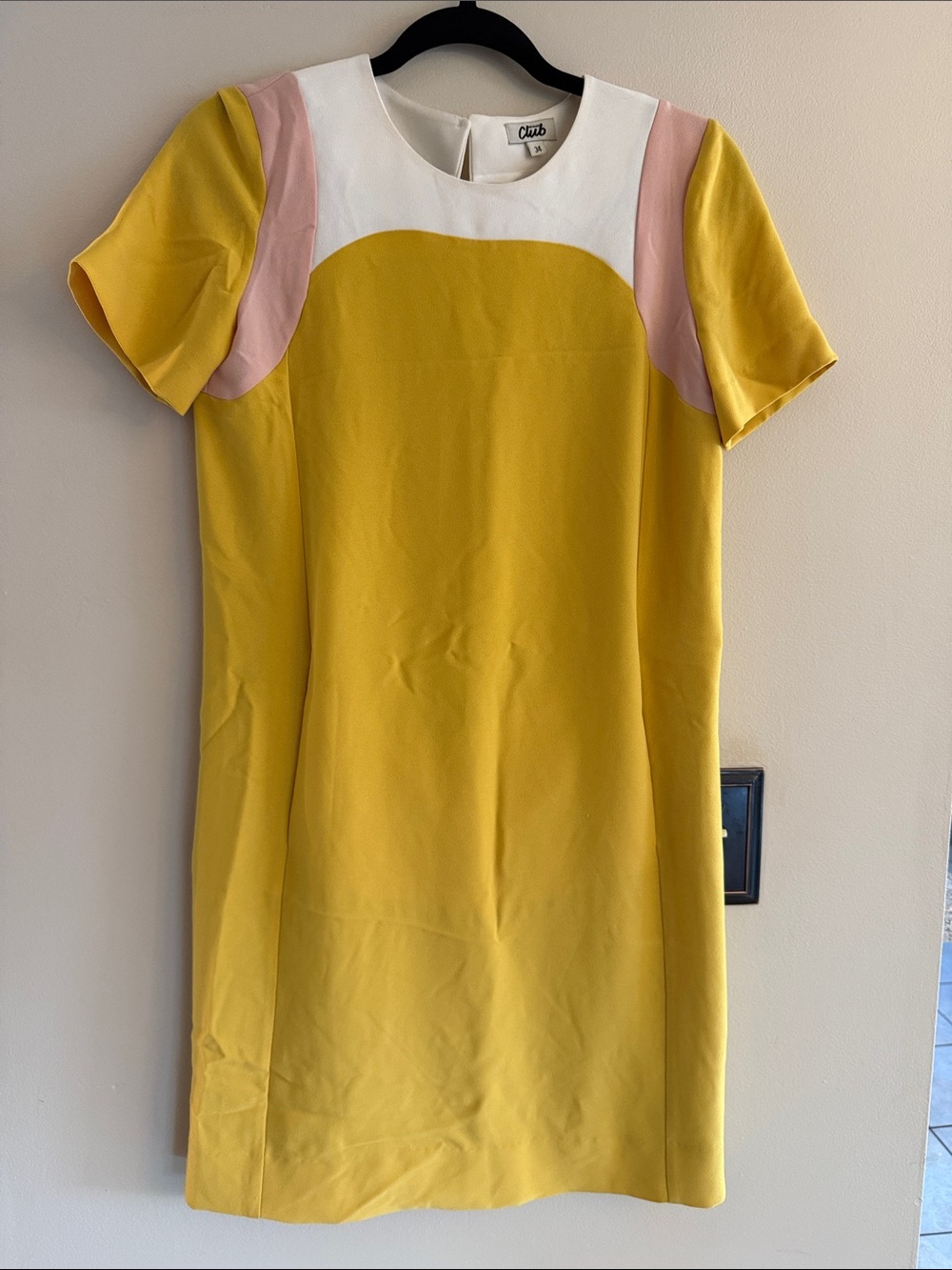 Beyman Club Women’s Yellow Colorblock Short-Sleeve Midi Dress Size 4